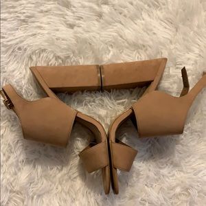 Tan Aldo block heels